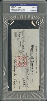 1941 Tony Lazzeri Signed Check - Full Name Signature! (PSA/DNA MINT 9)